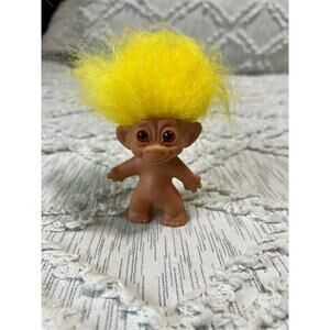 Vintage Wishnik Troll Doll 3" Inch Make Wish yellow Hair Uneeda 90’s